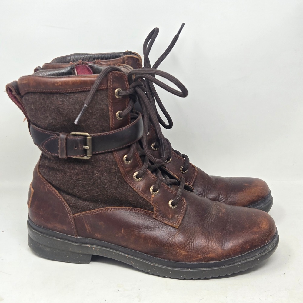 UGG Kesey Waterproof Brown Leather Wool Combat Boots 1005264 Womens 9
